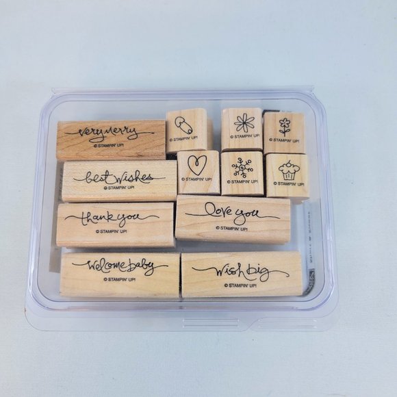 Short & Sweet Stamp Set Stampin’ Up! Words Wood Paper Crafts Card Making Scrapbo - Picture 2 of 7